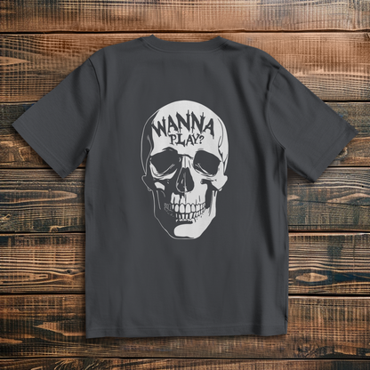Oversized T-Shirt Skull Wanna Play white