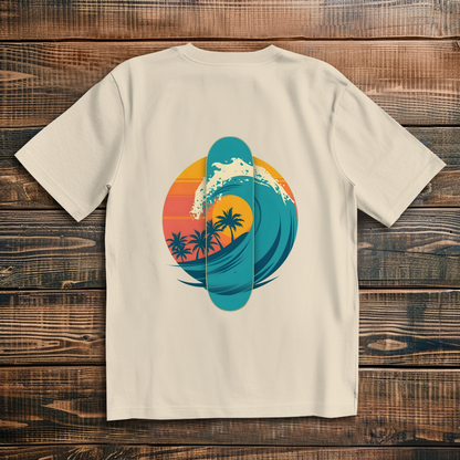 Oversized T-Shirt Skateboard Silhouette Beach