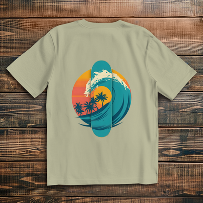Oversized T-Shirt Skateboard Silhouette Beach