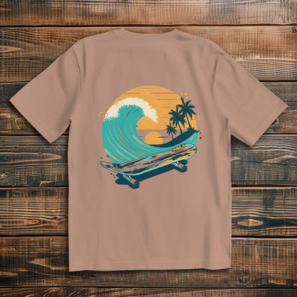 Oversized T-Shirt Skateboard Beach