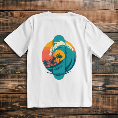 Oversized T-Shirt Skateboard Silhouette Beach
