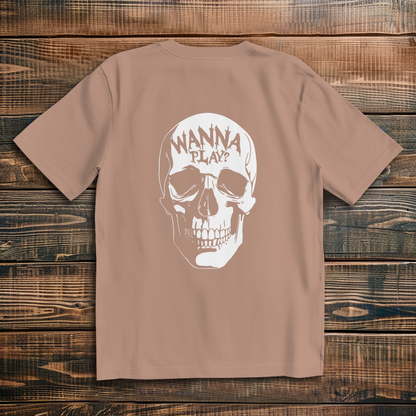Oversized T-Shirt Skull Wanna Play white