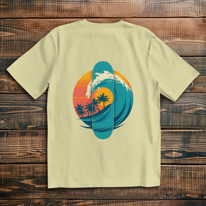 Oversized T-Shirt Skateboard Silhouette Beach
